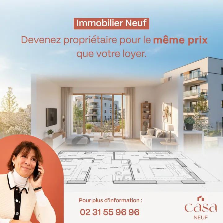 Publicité Casa Neuf avec plan d’appartement